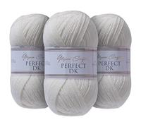 Utopia Crafts DK Lot de 3 pelotes de fil à tricoter double Ivoire 100 g