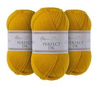 Utopia Crafts DK Lot de 3 pelotes de fil à tricoter double Ocre 100 g