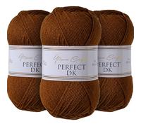 Utopia Crafts DK Lot de 3 pelotes de fil à tricoter double Roux 100 g