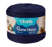 Utopia Crafts Fil T-Shirt pour Crochet et Tricot Home Decor 300g/150m Fil Textile Élastique Microfibre Oeko-Tex Pour Paniers Sacs Tapis & Macramé Lavable en Machine Crochet 5-7 mm (Bleu marine)