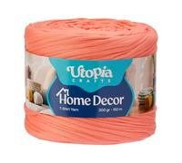 Utopia Crafts Fil T-Shirt pour Crochet et Tricot Home Decor 300g/150m Fil Textile Élastique Microfibre Oeko-Tex Pour Paniers Sacs Tapis & Macramé Lavable en Machine Crochet 5-7 mm (Corail pêche)