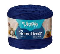 Utopia Crafts Fil T-Shirt pour Crochet et Tricot Home Decor 300g/150m Fil Textile Élastique Microfibre Oeko-Tex Pour Paniers Sacs Tapis & Macramé Lavable en Machine Crochet 5-7 mm (Bleu royal)