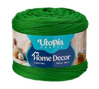 Utopia Crafts Fil T-Shirt pour Crochet et Tricot Home Decor 300g/150m Fil Textile Élastique Microfibre Oeko-Tex Pour Paniers Sacs Tapis & Macramé Lavable en Machine Crochet 5-7 mm (Vert herbe)