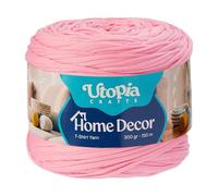 Utopia Crafts Fil T-Shirt pour Crochet et Tricot Home Decor 300g/150m Fil Textile Élastique Microfibre Oeko-Tex Pour Paniers Sacs Tapis & Macramé Lavable en Machine Crochet 5-7 mm (Rose pastel)