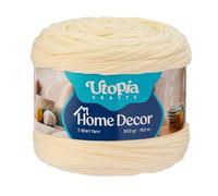 Utopia Crafts Fil T-Shirt pour Crochet et Tricot Home Decor 300g/150m Fil Textile Élastique Microfibre Oeko-Tex Pour Paniers Sacs Tapis & Macramé Lavable en Machine Crochet 5-7 mm (Blanc cassé)