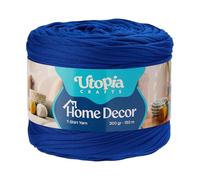 Utopia Crafts Fil T-Shirt pour Crochet et Tricot Home Decor 300g/150m Fil Textile Élastique Microfibre Oeko-Tex Pour Paniers Sacs Tapis & Macramé Lavable en Machine Crochet 5-7 mm (Bleu cobalt)