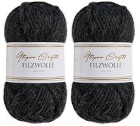 Utopia Crafts Filzwolle 100% virgin wool 50g (Natural Grey) (Lot de 2)