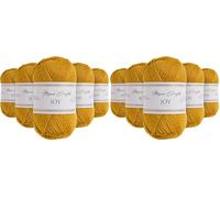 Utopia Crafts JOY DK Fil à tricoter 5 x 50 g, 100% acrylique, jaune moutarde (Lot de 2)