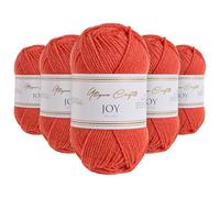 Utopia Crafts JOY DK Fil à tricoter 5 x 50 g, 100% acrylique, rouge corail
