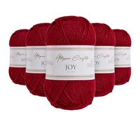 Utopia Crafts JOY - Fil DK 100% Acrylique pour Tricot & Crochet - Aiguilles n°4 - Pack 5 Pelotes de 50g - Oeko-Tex Standard 100 - Bonnet, Écharpe, Couverture, Amigurumi, Cramoisi foncé