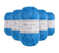 Utopia Crafts JOY - Fil DK 100% Acrylique pour Tricot & Crochet - Aiguilles n°4 - Pack 5 Pelotes de 50g - Oeko-Tex Standard 100 - Bonnet, Écharpe, Couverture, Amigurumi, Bleu azur