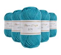 Utopia Crafts JOY - Fil DK 100% Acrylique pour Tricot & Crochet - Aiguilles n°4 - Pack 5 Pelotes de 50g - Oeko-Tex Standard 100 - Bonnet, Écharpe, Couverture, Amigurumi, Bleu canard