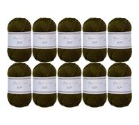Utopia Crafts JOY Lot de 10 pelotes de fil à tricoter et à crochet uni - Doux - Facile d'entretien - 100% polyacrylique - 150 m - Vert forêt