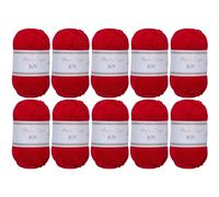 Utopia Crafts JOY Lot de 10 pelotes de fil à tricoter et à crochet uni - Doux - Facile d'entretien - 100% polyacrylique - 150 m (pomme rouge)