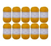 Utopia Crafts JOY Lot de 10 pelotes de fil à tricoter et à crochet uni - Doux - Facile d'entretien - 100% polyacrylique - 150 m - Ocre
