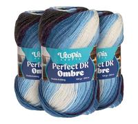 Utopia Crafts Laine DK Ombrée Lot de 3-3x100g Fil Acrylique Doux, 900m Total, Multicolore Dégradé pour Tricot et Crochet, Oeko-Tex 100 Certifié, Aiguilles 3,75-4,5mm (002)