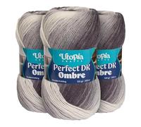 Utopia Crafts Laine DK Ombrée Lot de 3-3x100g Fil Acrylique Doux, 900m Total, Multicolore Dégradé pour Tricot et Crochet, Oeko-Tex 100 Certifié, Aiguilles 3,75-4,5mm(008)