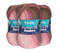 Utopia Crafts Laine DK Ombrée Lot de 3-3x100g Fil Acrylique Doux, 900m Total, Multicolore Dégradé pour Tricot et Crochet, Oeko-Tex 100 Certifié, Aiguilles 3,75-4,5mm(005)