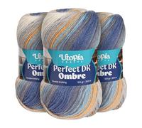 Utopia Crafts Laine DK Ombrée Lot de 3-3x100g Fil Acrylique Doux, 900m Total, Multicolore Dégradé pour Tricot et Crochet, Oeko-Tex 100 Certifié, Aiguilles 3,75-4,5mm(001)