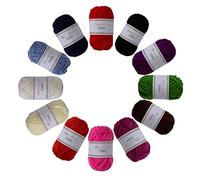Utopia Crafts Lot de 12 pelotes de fil à tricoter et crochet DK Multicolore 10 g
