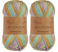 Utopia Crafts Re-Colour Knitting & Crochet Yarn 100g (Fresh Blooms) (Lot de 2)