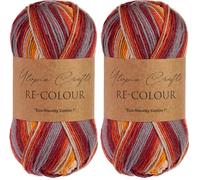 Utopia Crafts Re-Colour Knitting & Crochet Yarn 100g (Rustic Embers) (Lot de 2)