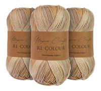 Utopia Crafts Re-Colour Ombre Lot de 3 pelotes de fil à tricoter et crochet 100 g Beige coucher de soleil