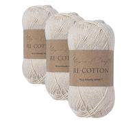 Utopia Crafts Re-Cotton Knitting Yarn, 100g (Cream) (Lot de 3)