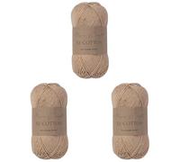 Utopia Crafts Re-Cotton Knitting Yarn, 100g (Light Taupe) (Lot de 3)