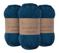 Utopia Crafts Re-Cotton Lot de 3 pelotes de fil à tricoter 100 g (baleine bleue)