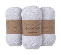 Utopia Crafts Re-Cotton Lot de 3 pelotes de fil à tricoter Blanc 100 g