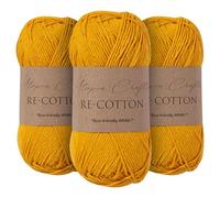 Utopia Crafts Re-Cotton Lot de 3 pelotes de fil à tricoter Jaune orange 100 g