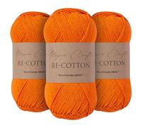 Utopia Crafts Re-Cotton Lot de 3 pelotes de fil à tricoter Orange citrouille 100 g