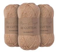 Utopia Crafts Re-Cotton Lot de 3 pelotes de fil à tricoter Taupe clair 100 g