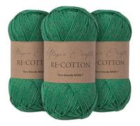 Utopia Crafts Re-Cotton Lot de 3 pelotes de fil à tricoter Vert persistant 100 g, Evergreen