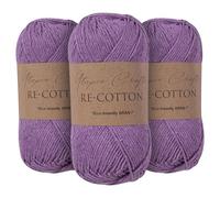 Utopia Crafts Re-Cotton Lot de 3 pelotes de fil à tricoter Violet 100 g