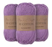 Utopia Crafts Re-Cotton Lot de 3 pelotes de fil à tricoter Violet 100 g