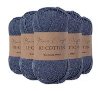Utopia Crafts Re-Cotton Lot de 5 pelotes de fil à tricoter de 100 g - Bleu indigo