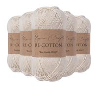 Utopia Crafts Re-Cotton Lot de 5 pelotes de fil à tricoter de 100 g - Crème