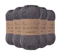 Utopia Crafts Re-Cotton Lot de 5 pelotes de fil à tricoter de 100 g - Gris tempête