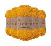 Utopia Crafts Re-Cotton Lot de 5 pelotes de fil à tricoter de 100 g - Jaune orangé