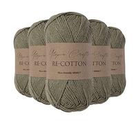 Utopia Crafts Re-Cotton Lot de 5 pelotes de fil à tricoter de 100 g - Olive Haze