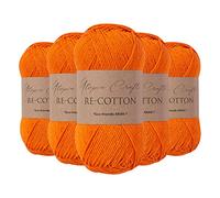 Utopia Crafts Re-Cotton Lot de 5 pelotes de fil à tricoter de 100 g - Orange citrouille
