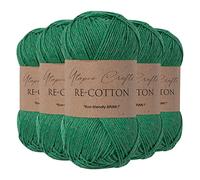 Utopia Crafts Re-Cotton Lot de 5 pelotes de fil à tricoter de 100 g - Vert, Evergreen