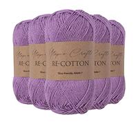 Utopia Crafts Re-Cotton Lot de 5 pelotes de fil à tricoter de 100 g - Violet