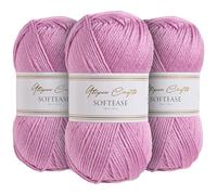 Utopia Crafts Softease Lot de 3 pelotes de fil à tricoter et crochet 100 g (baie foncée)