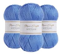 Utopia Crafts Softease Lot de 3 pelotes de fil à tricoter et crochet 100 g Bleu Vista