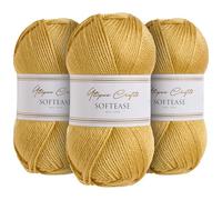 Utopia Crafts Softease Lot de 3 pelotes de fil à tricoter et crochet 100 g (Golden Harvest)
