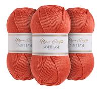 Utopia Crafts Softease Lot de 3 pelotes de fil à tricoter et crochet 100 g (kaki ardent)