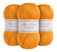 Utopia Crafts Softease Lot de 3 pelotes de fil à tricoter et crochet 100 g (mangue dorée)